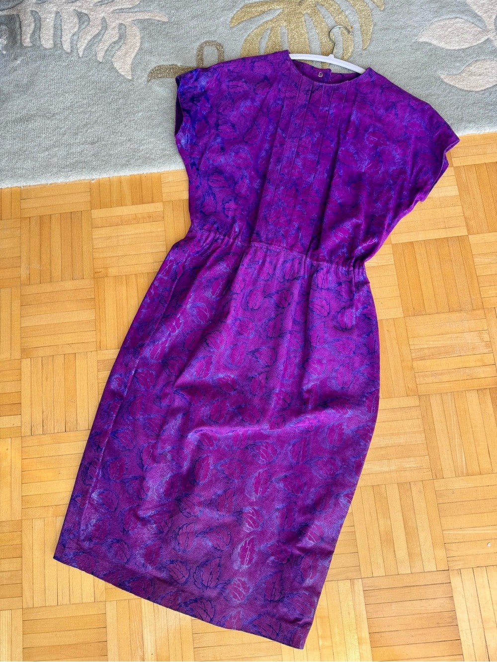 Vintage The Rialusso Collection Purple Suede Leather Midi Dress Size 8